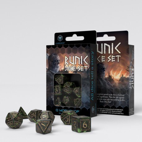 Q RPG Runiczne Butelkowo-zielone i złote