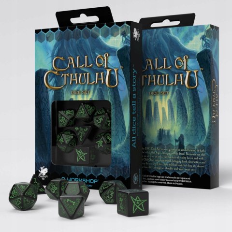 Q-Workshop Komplet kości Zew Cthulhu Czarno-zielony