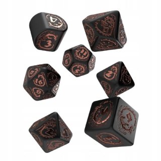 Q Komplet kości Dragons: Czarno-miedziane Obsidian