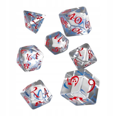 Kości RPG Klasyczne Przejrzysto-niebiesko czerwone (7)